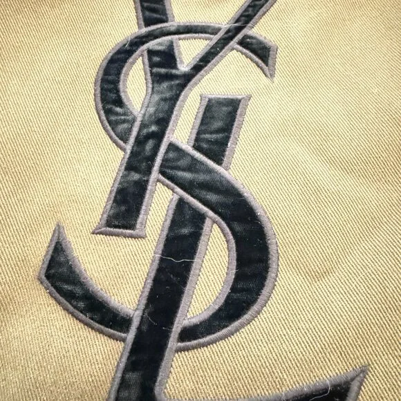 $1295 Authentic YSL Yves Saint Laurent Kahala Made in ITALY Green Canvas Totes - Picture 6 of 13